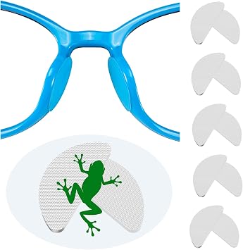 0.6mm Ultra-Thin Anti-Slip Eyeglass Nose Pads, Thousands of Frog-Inspired Microstructured Fibers, Soft Adhesive Silicone Nose Pads, Glasses Nose Pad for Glasses, Sunglasses 5 Pairs Clear