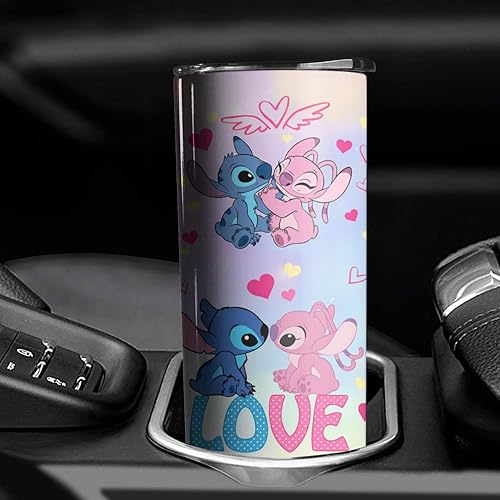 Miniatura 3 de Geubuxi Divertida botella de agua de dibujos animados para adultos, taza de acero inoxidable para niños con popote y tapa, taza térmica de 20 onzas,