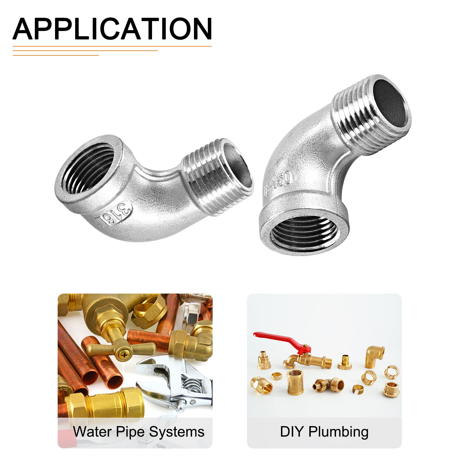 DTGN 1/2BSPT x 1/2BSPT(Female x Male) 90 Degree Pipe Fitting, Good for Water Pipe System, 3Pack - Image 4