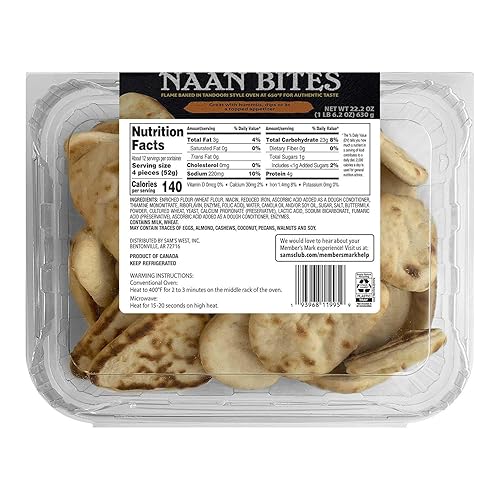 Miniatura 4 de Member's Mark Tandoori Style Naan Bites  Ideal con hummus, salsas o como aperitivo cubierto  (paquete de 3, 22.2 onzas, 43 piezas por paquete)