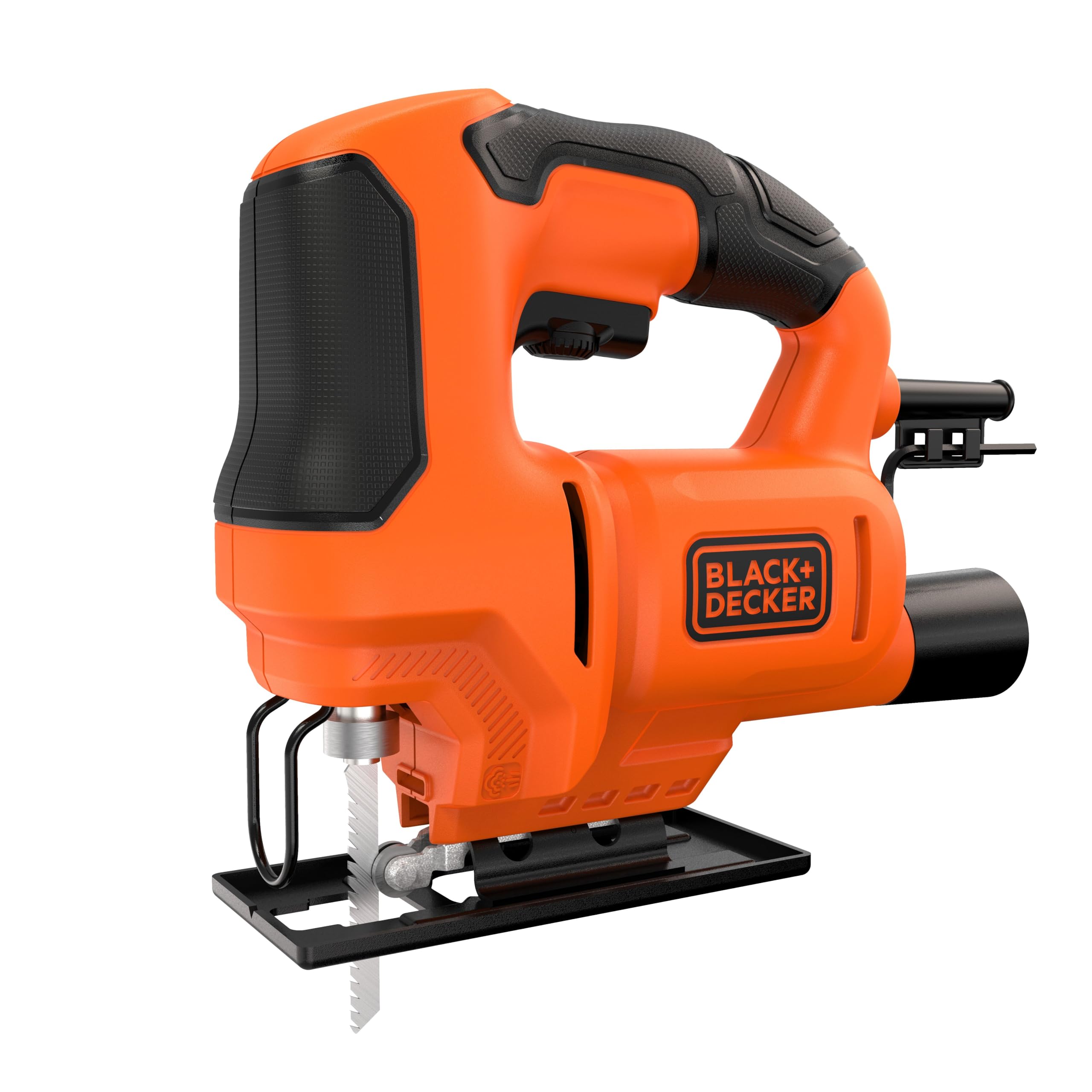 Black+Decker BES603-QS Seghetto Alternativo Elettronico 400W, Design Compatto ed Ergonomico, Cambio Lama senza Attrezzi, Taglio Obliquo 0-45º, Accetta Lame a "T", Velocità 0-3000 cpm