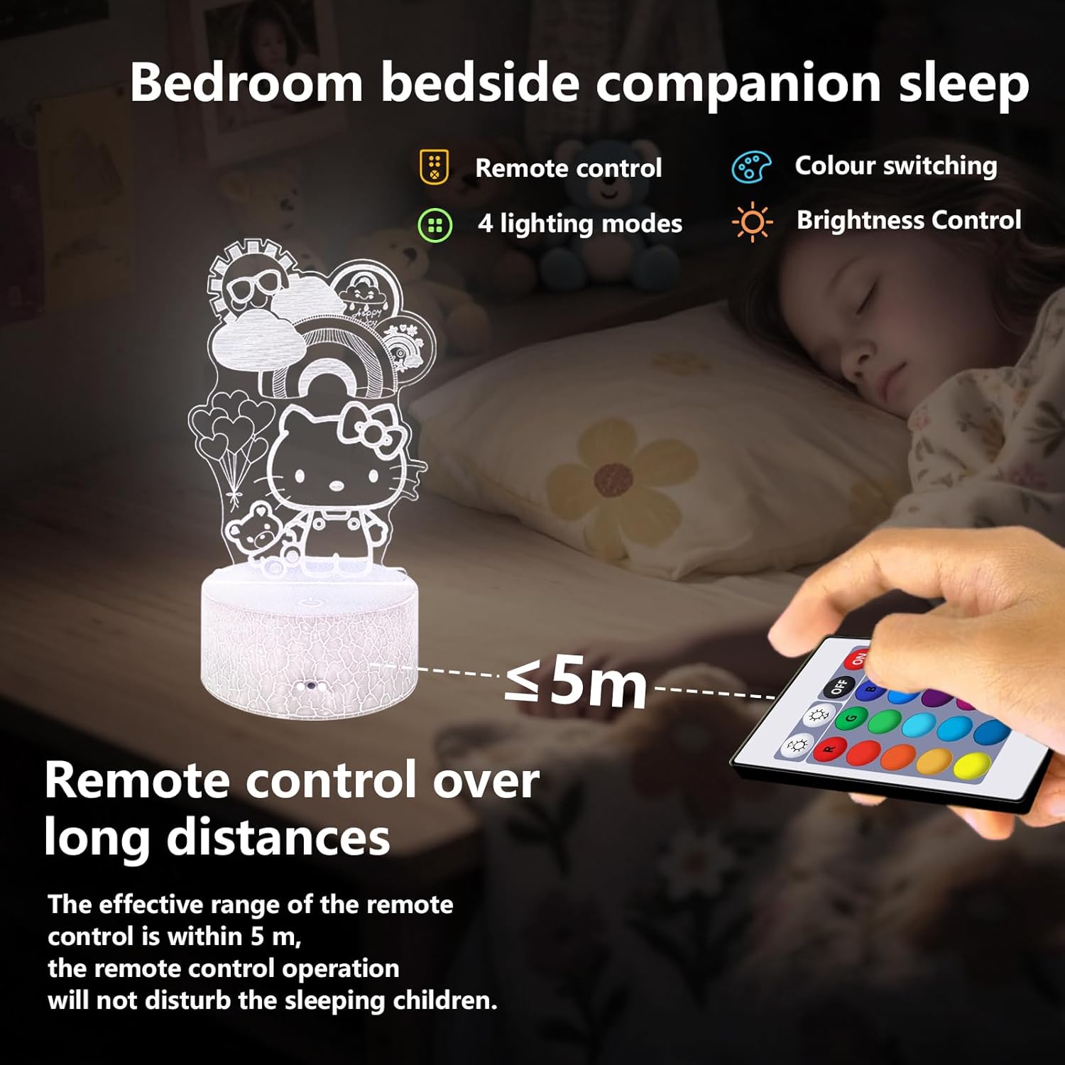 Kitty Night Light for Kids, Kitty Lamp Girl Cute Led Cat Night Light 16 Colors Dimmable Kitty Decor Lamp with Remote & Luminous Base, Bedroom Decoratio Gifts for Christmas Birthday Girls