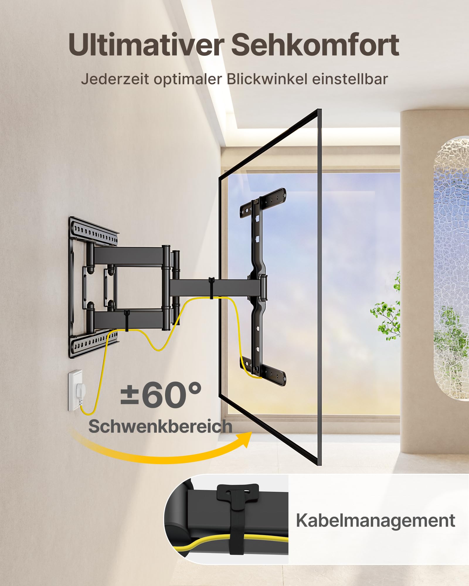 monTEK 1.1" Ultra Slim TV Wandhalterung für 37-75 Zoll Fernseher bis 60kg | TV Halterung Schwenkbar, Neigbar & Ausziehbar, Low-Profil, Vollbewegliche, 4-Fache Tragkraft, Max VESA 400x400mm