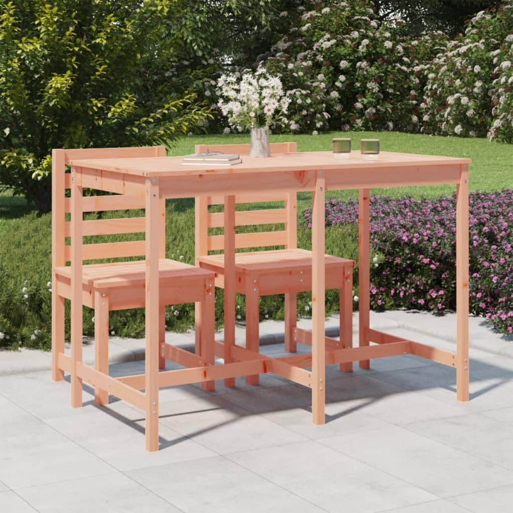 SXZenSpace Douglas Wood Garden Coffee Table 159.5x82.5x110 cm Untreated Solid Timber Outdoor Bar Patio Bistro for Balcony Terrace