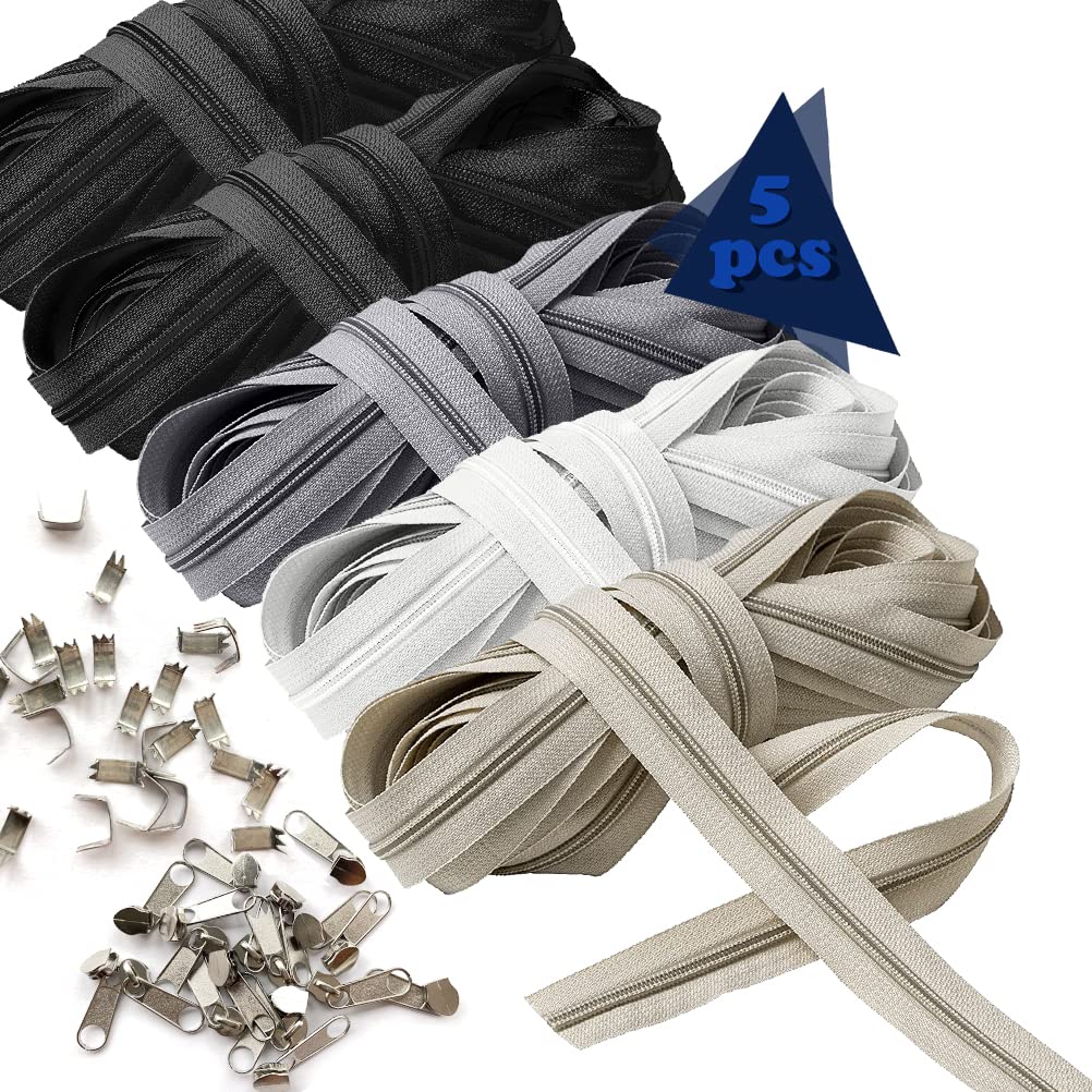 Cerniere Continue Nylon 2 Metri - Kit 5 Pezzi Con Teste A Catena Per Cucito Fai Da Te - Foto 9