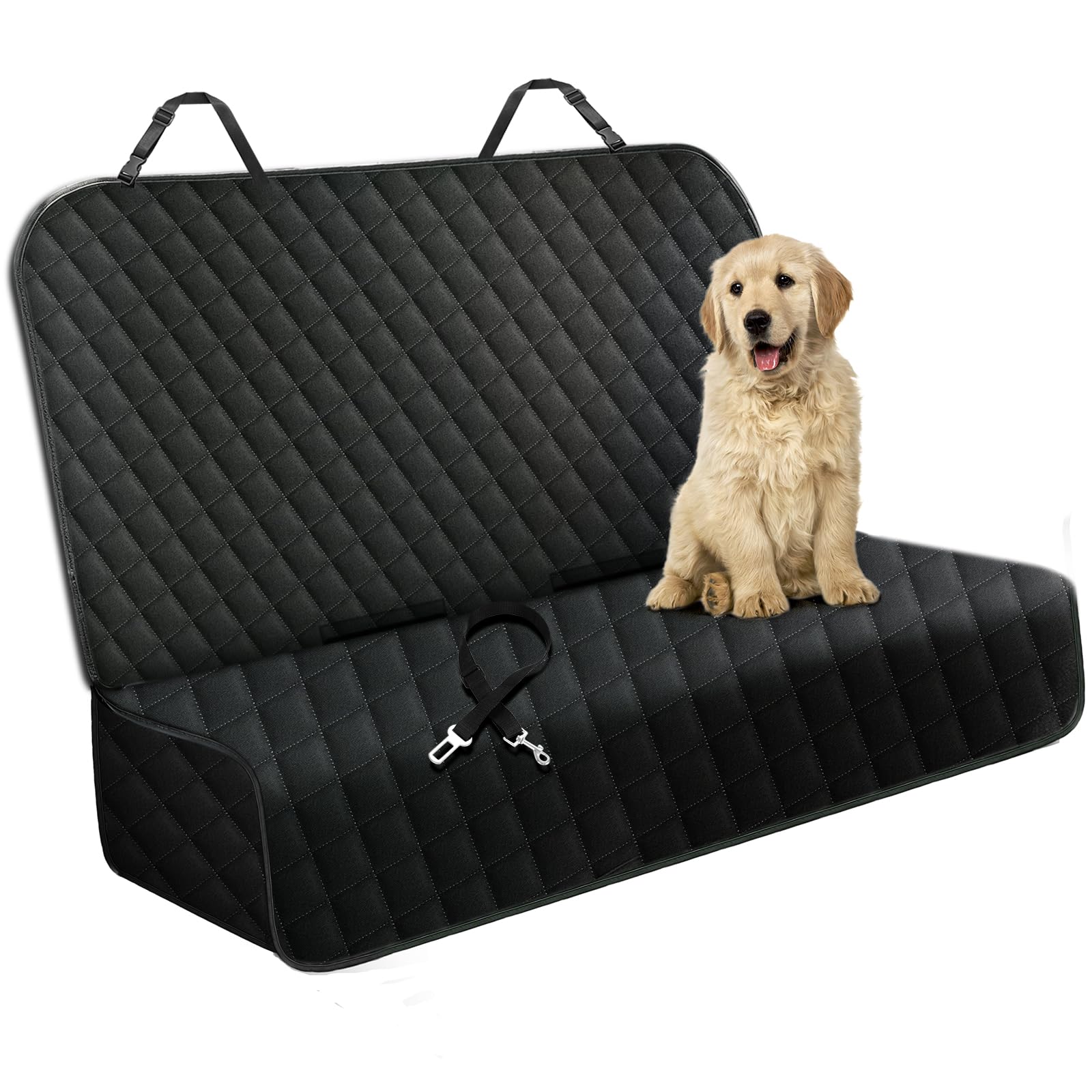 Meolsaek Dog Car Seat Cover for Back Seat, Scratch Proof Nonslip Pet Car Seat Cover, 4 Layers Waterproof Heavy Duty Back Seat Pet Cover for Dogs with Storage Bag