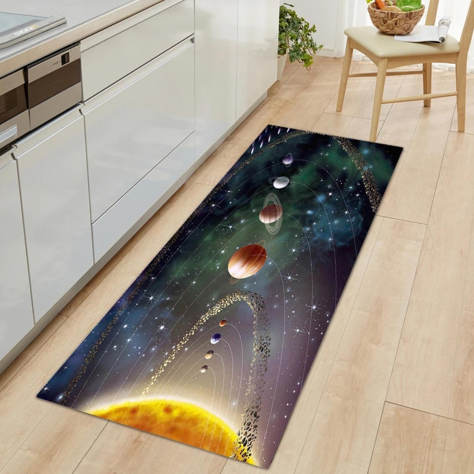 Alfombra de cocina espacial JGGXHM alfombrilla antideslizante para pasillo y baño 50x160cm