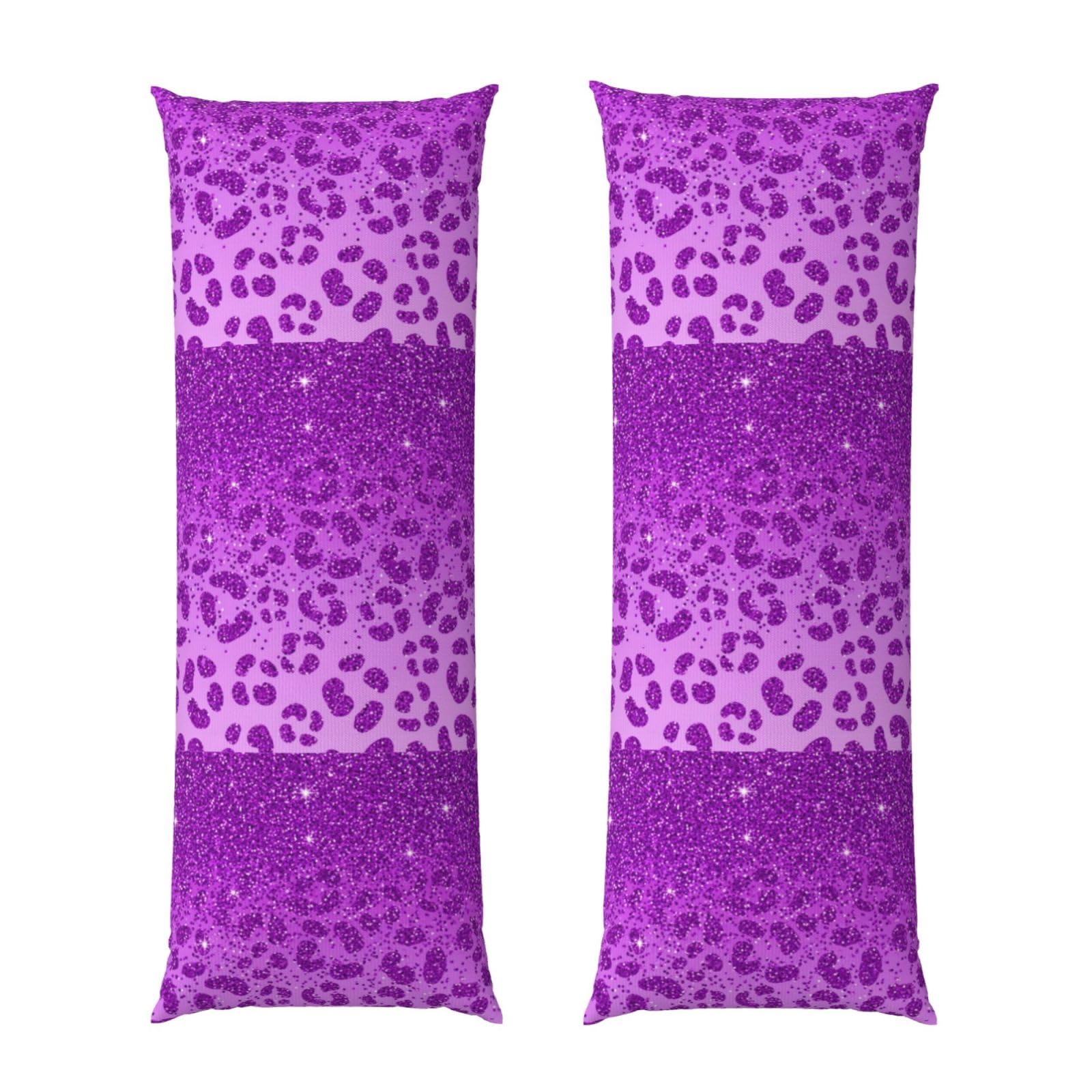 Body Pillow Cover 20x54 Inch, Purple Glitter Pattern Cheetah Leopard Print, Luxury Cozy Long Pillowcase with Zipper, Softffy Rectangular Case for Couch Bed Home Hotel