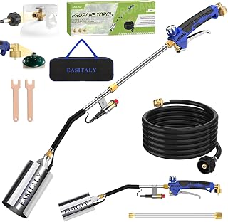Propane Torch Weed Burner Kit with Storage Bag,High Output with 12.5FT Hose,Heavy Duty Blow Torch Flamethrower with Long/Short Mode for Flame Weeding,Roofing,Ice Melting,Road Marking,BBQ