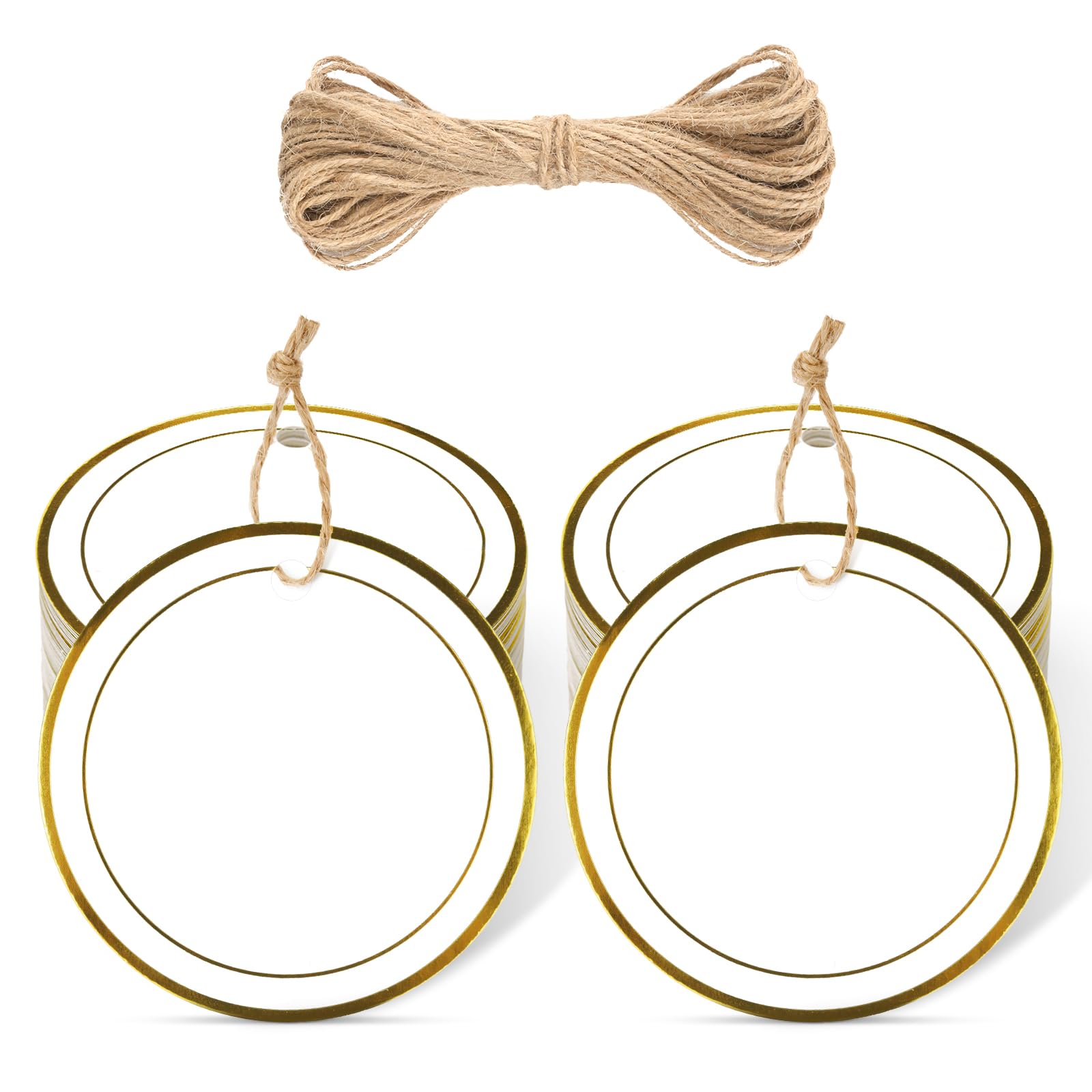 jijAcraft Gold Edge Round Tags: 6CM White Circle Gift Labels, 50PCS — image 1