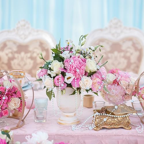 Miniatura 20 de Bonuci Guirnalda de perlas de 66 pies, cadena de cuentas artificiales para árbol de Navidad, guirnalda de perlas de imitación para manualidades