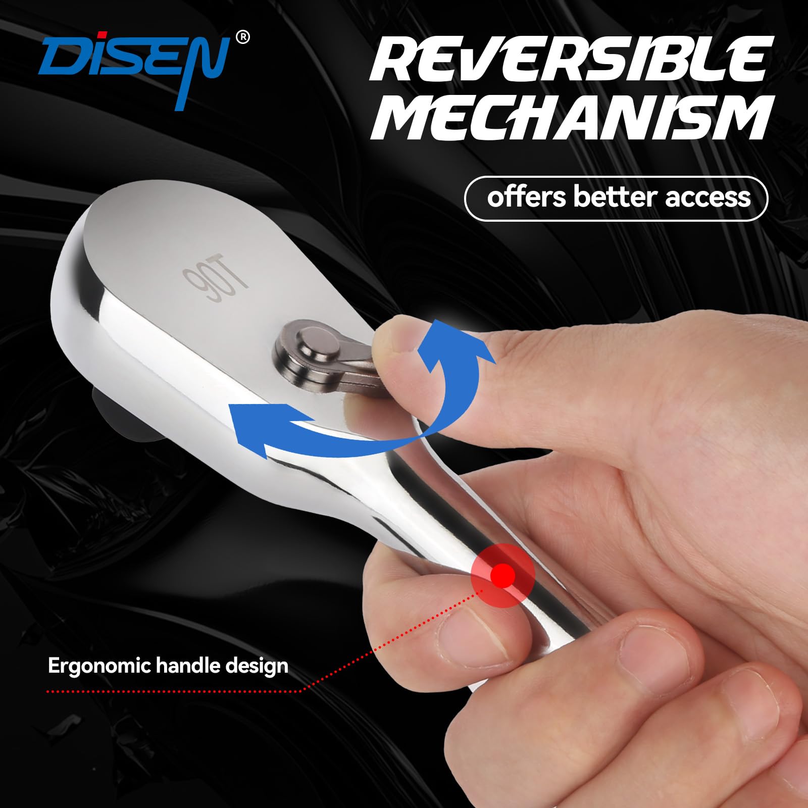 DISEN Extra Long Ratchet - 14" Handle, 90-Tooth -6