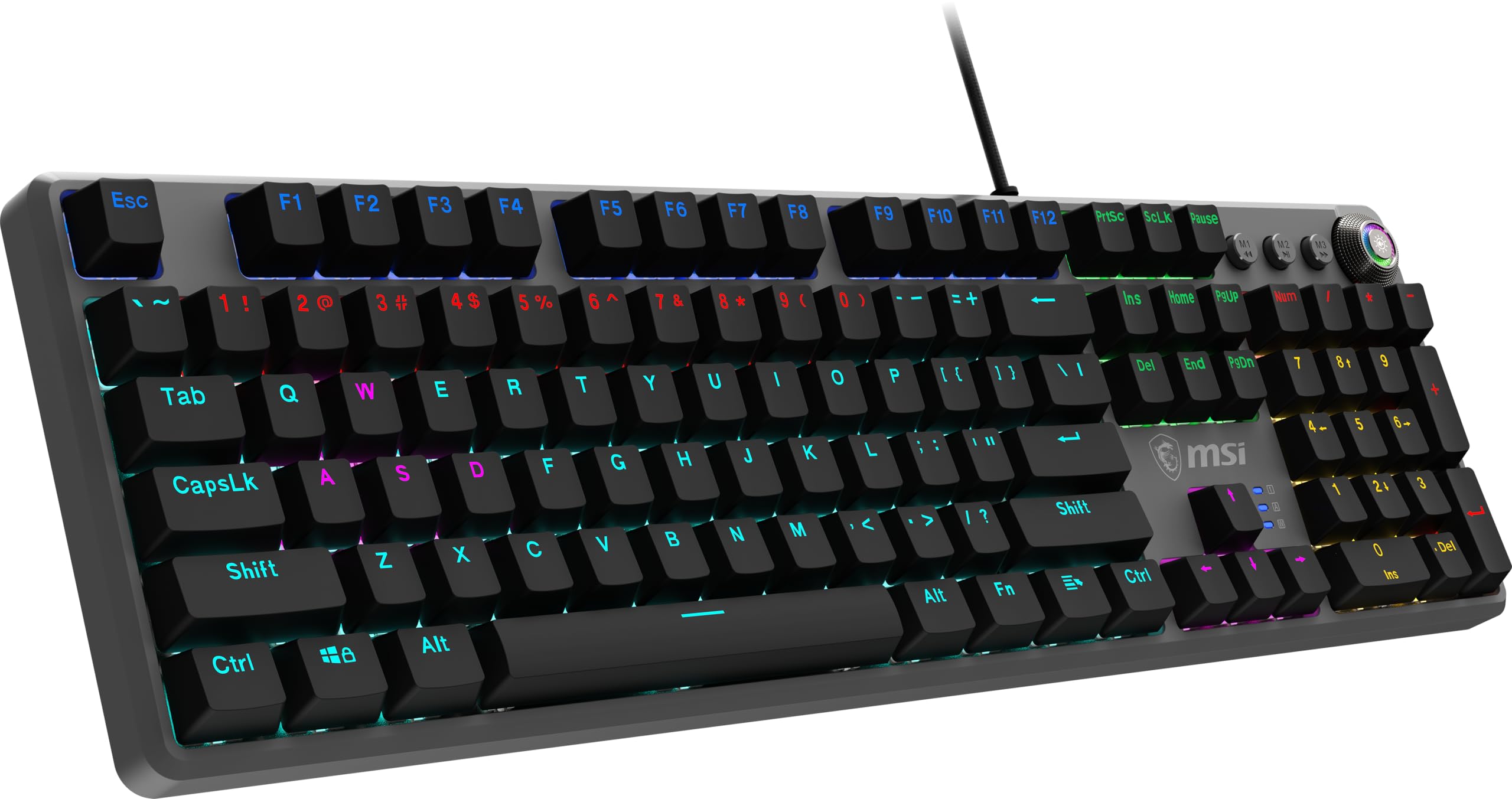 MSI Forge GK310, QWERTZ, DE Layout - RED SWITCHES Mechanische Gaming-Tastatur - Mechanische rote Schalter (linear), ergonomische Tastenkappen, rutschfeste Basis, RGB-LED, USB 2.0 - Standardgröße