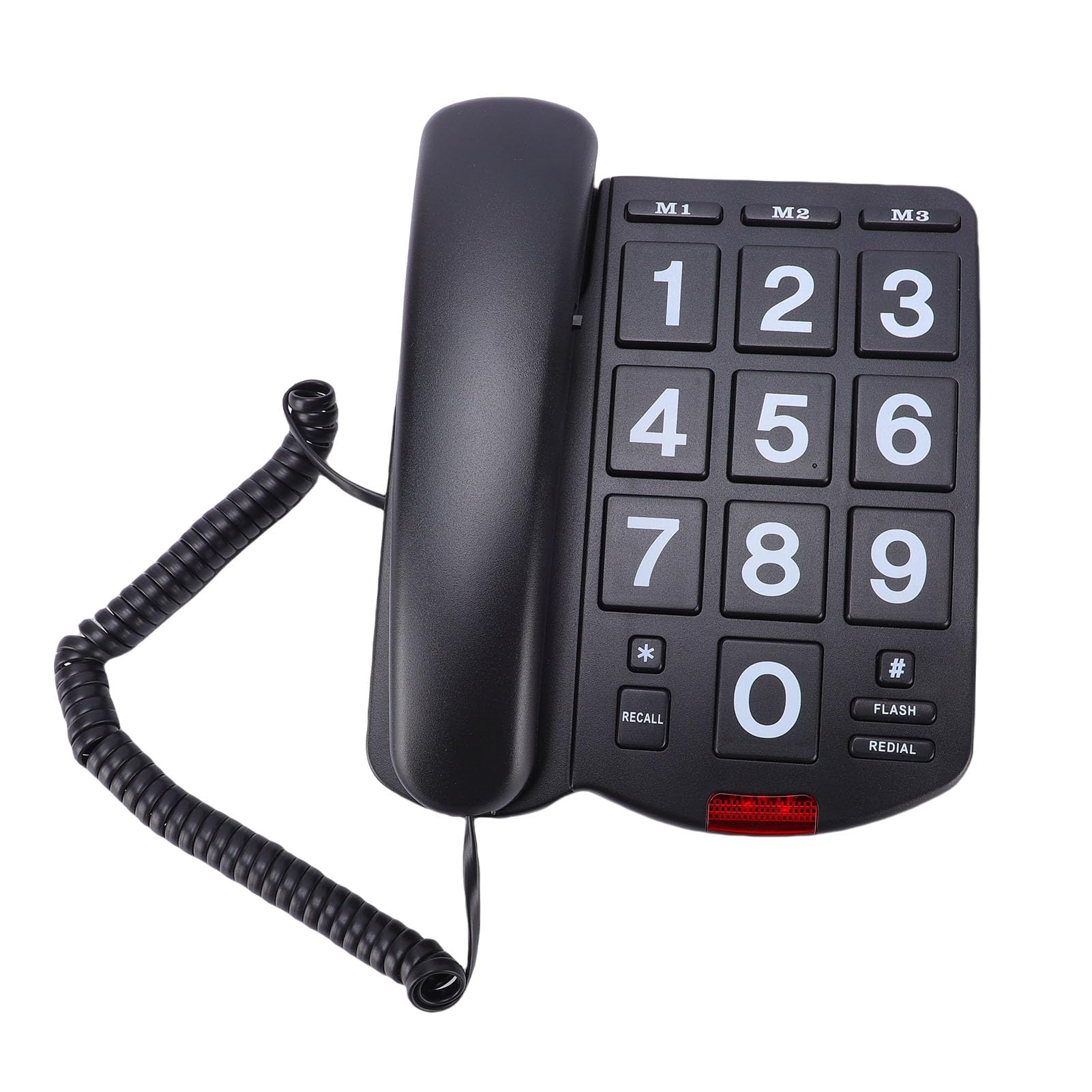 Naroote Telefono con Tasti Grandi, Telefono Fisso con Filo, Suoneria Forte da 110 DB con LED Lampeggiante, 3 Chiamate Rapide a un Tocco e Funzione di Ricomposizione, Ideale per Anziani e Persone con