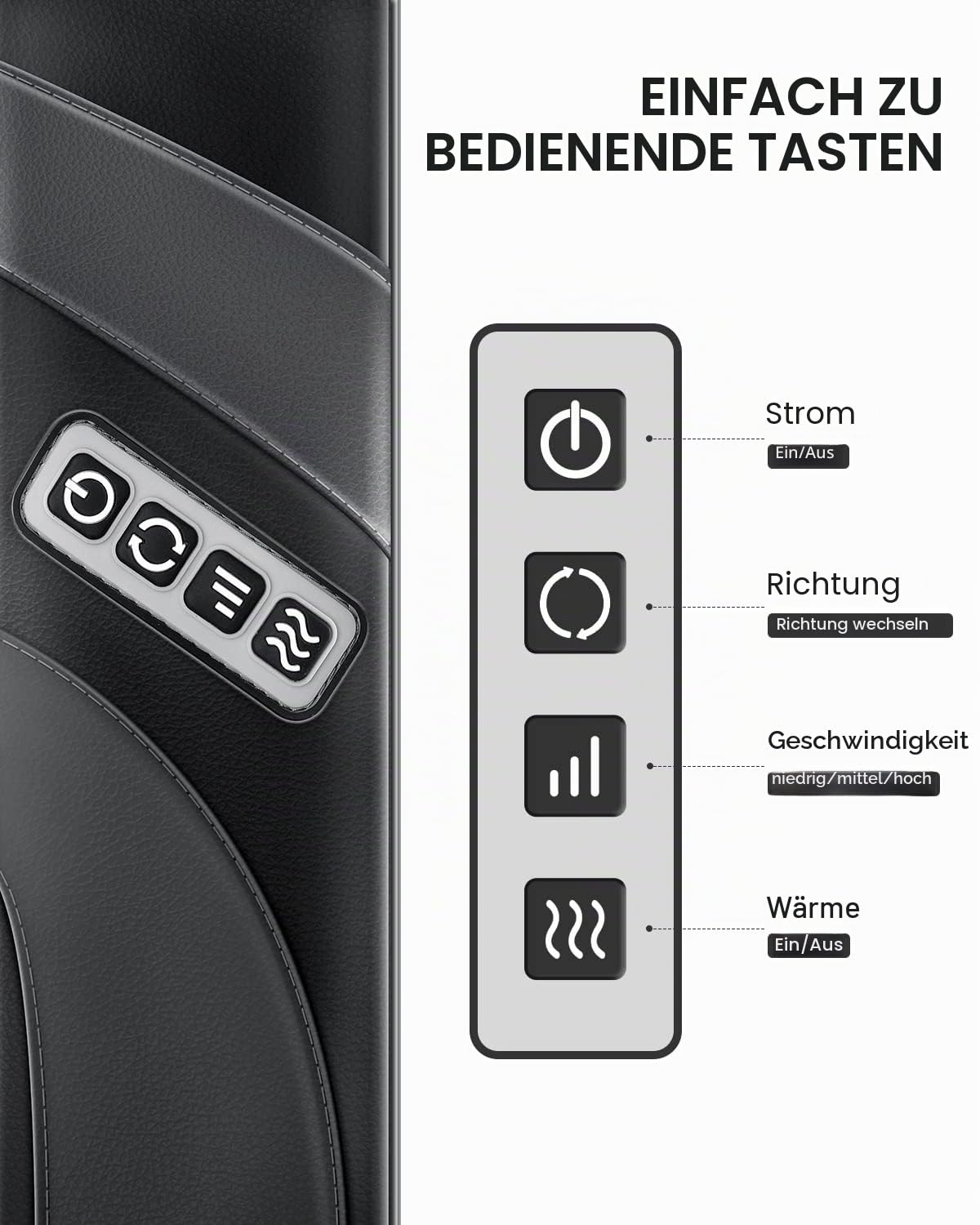 RENPHO Nackenmassagegerät mit Wärme, Massagegerät Nacken Schulter mit Tragetasche, Shiatsu Tiefengewebe-3D-Knetmassagegerät, Entspannung für Nacken, Rücken, Schulter, Beine, Füße