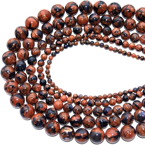 Miniatura 12 de Cuentas redondas naturales semipreciosas de piedra suelta para hacer joyas, brazaletes, collares Ojo de tigre rojo,Piedra de Yaxaita,Azul