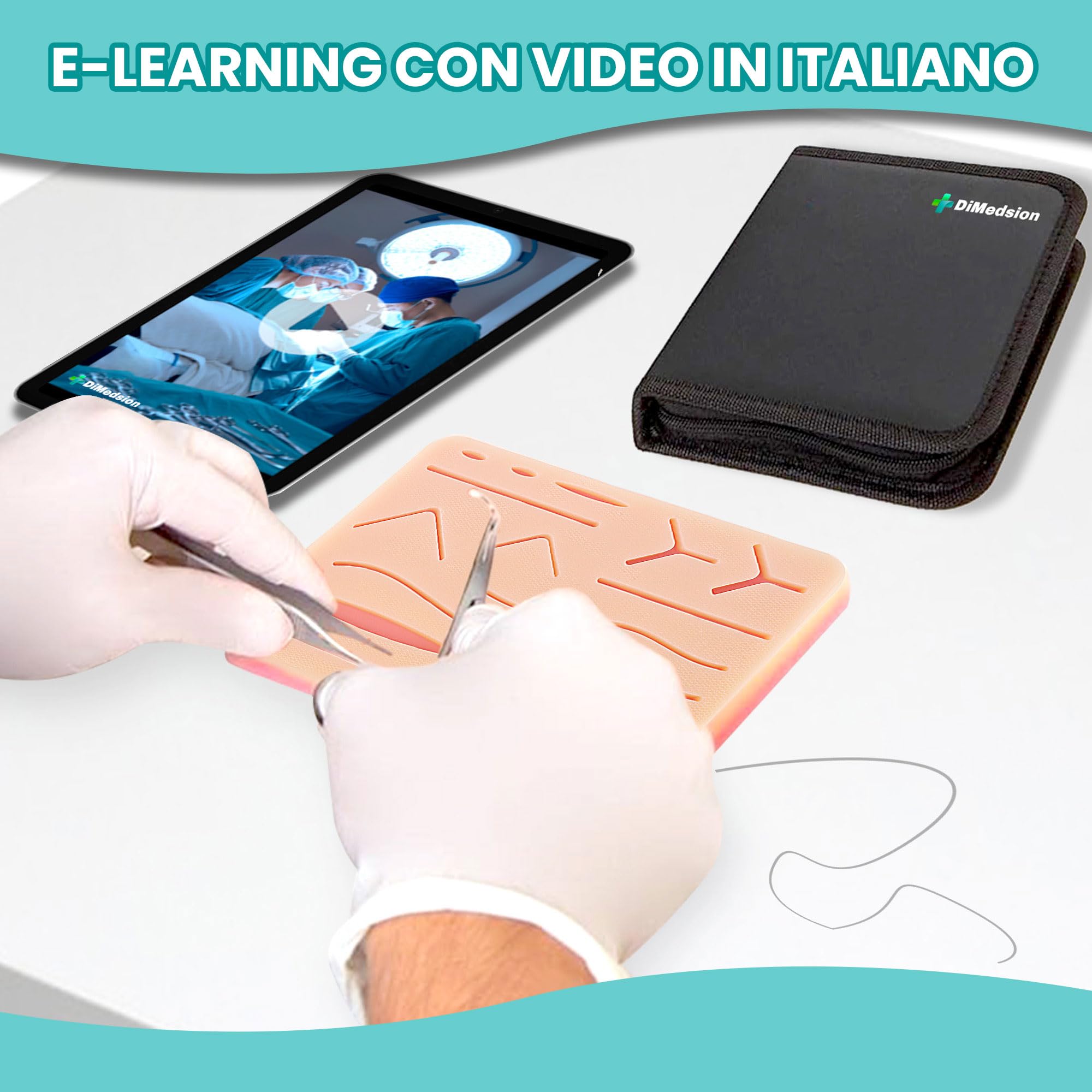 Kit suture con cuscinetto realistico, Kit sutura chirurgica per studenti, kit sutura per praticare sutura, kit di sutura chirurgica, kit suture chirurgiche, kit per suture chirurgiche
