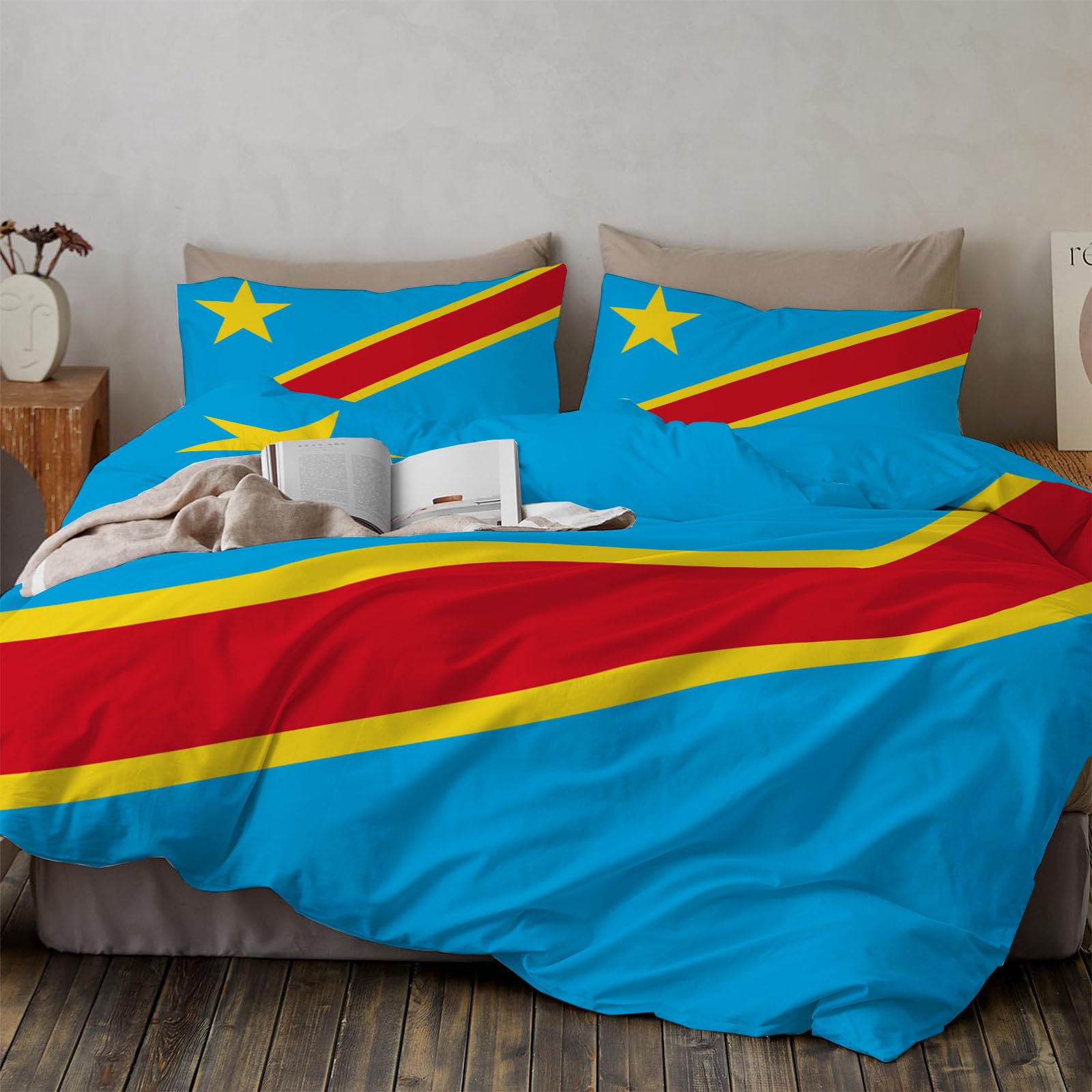 Housse de couette RDC parure de lit motif national Congo 220x240cm