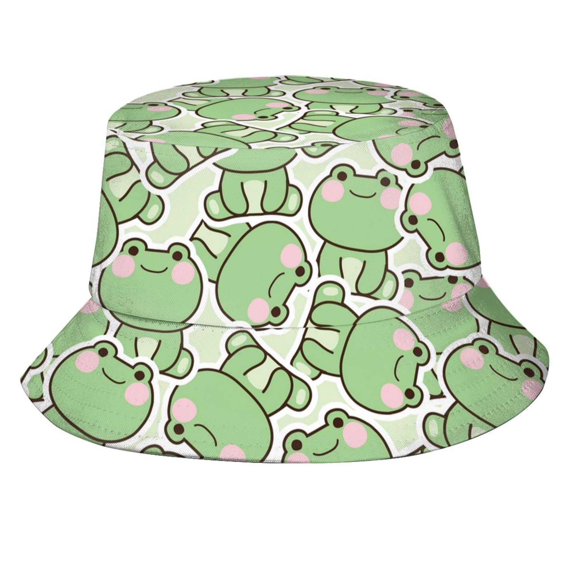 Frog Bucket Hat for Adult Fashion Frog Print Hat Travel Packable Sun Cap Outdoor Hat for Women and Men