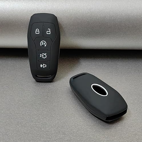 Miniatura 4 de Funda de goma de silicona compatible con Ford Explorer Edge F-150 F-250 Super Duty F-350 Super Duty Fusion Lincoln Mustang MKX 2013-2018 (negro/azul)