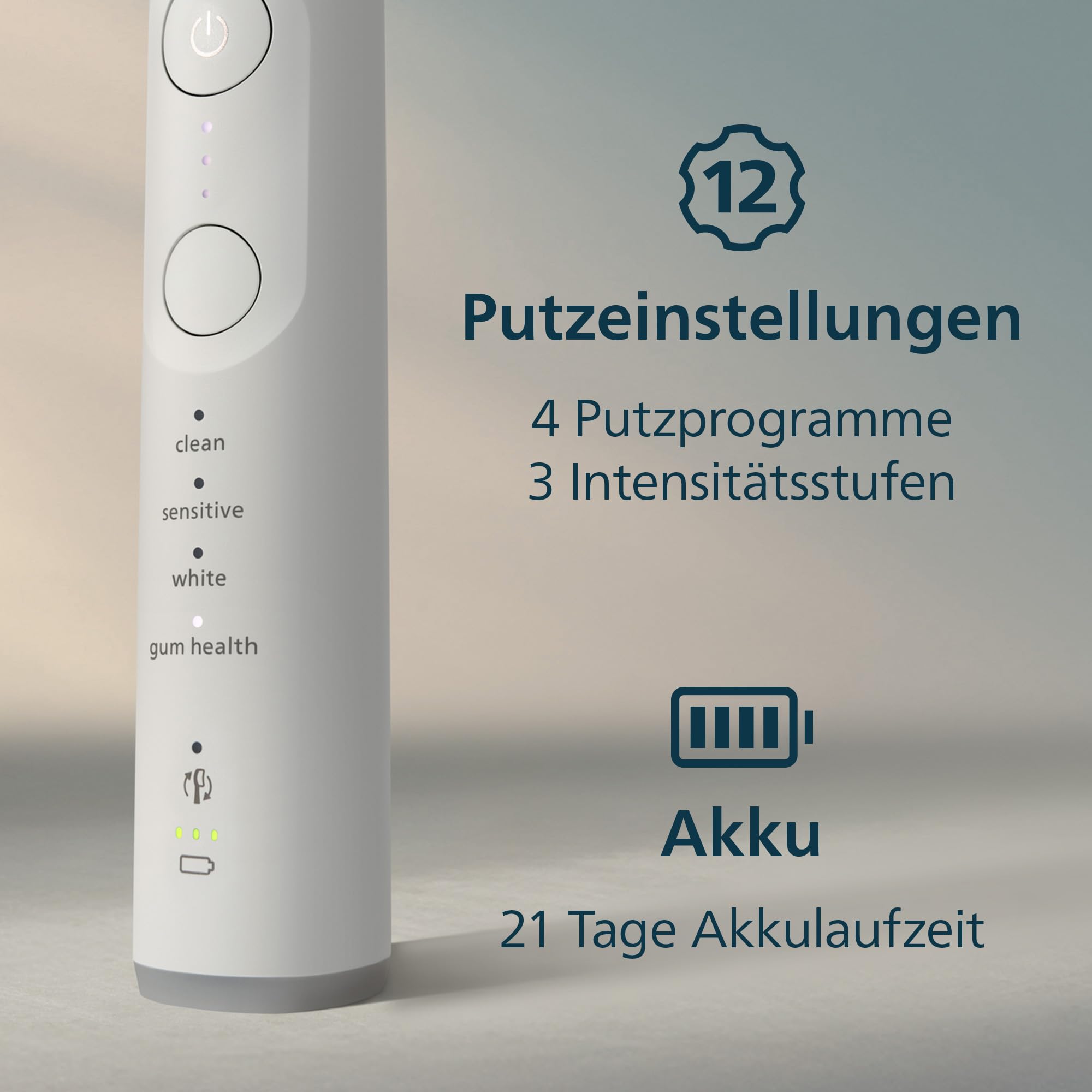 Philips Sonicare 7100 elektrische Zahnbürste, Schallzahnbürste mit App, 4 Putzmodi und 3 Intensitätsstufen, Andruckkontrolle, EasyStart, Weiß und Marineblau, 2er Pack, HX7429/01 [Neue Technologie]