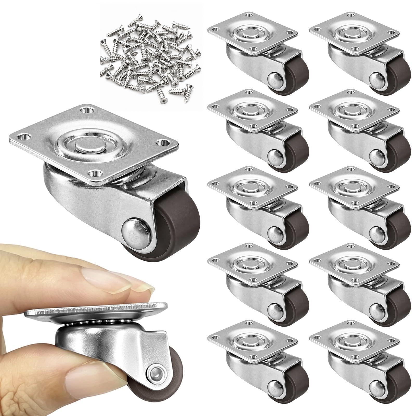 12 Pcs Castor Wheels,Wheels for Furniture 12mm,Rubber Casters for Furniture