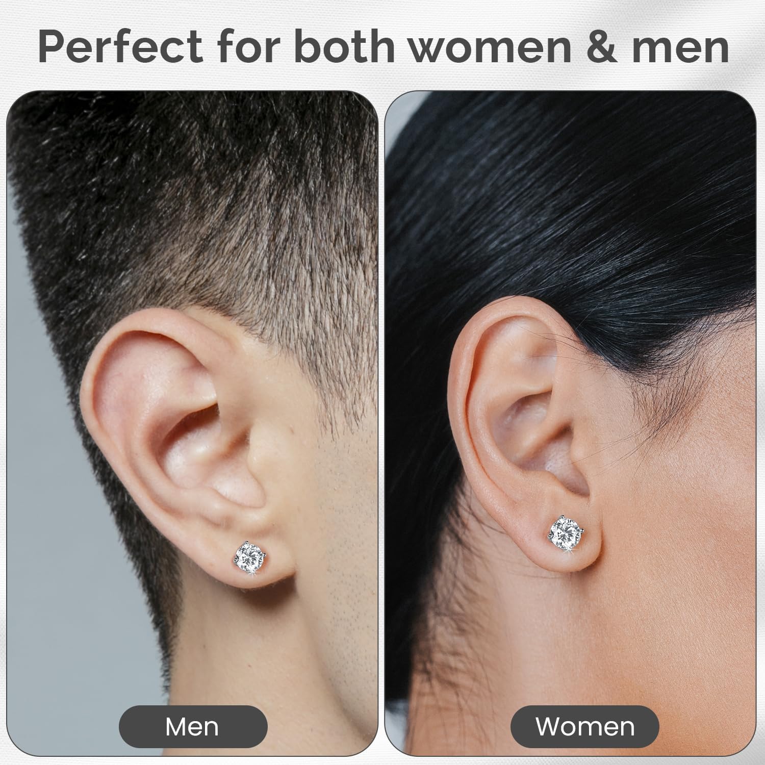 Moissanite Earrings for Women – GRA Certified Diamond Studs – 925 Sterling Silver Hypoallergenic Durable Sparkle Jewelry Gift for Wife Mom Girlfriend Anniversary Wedding Birthday - Image 4