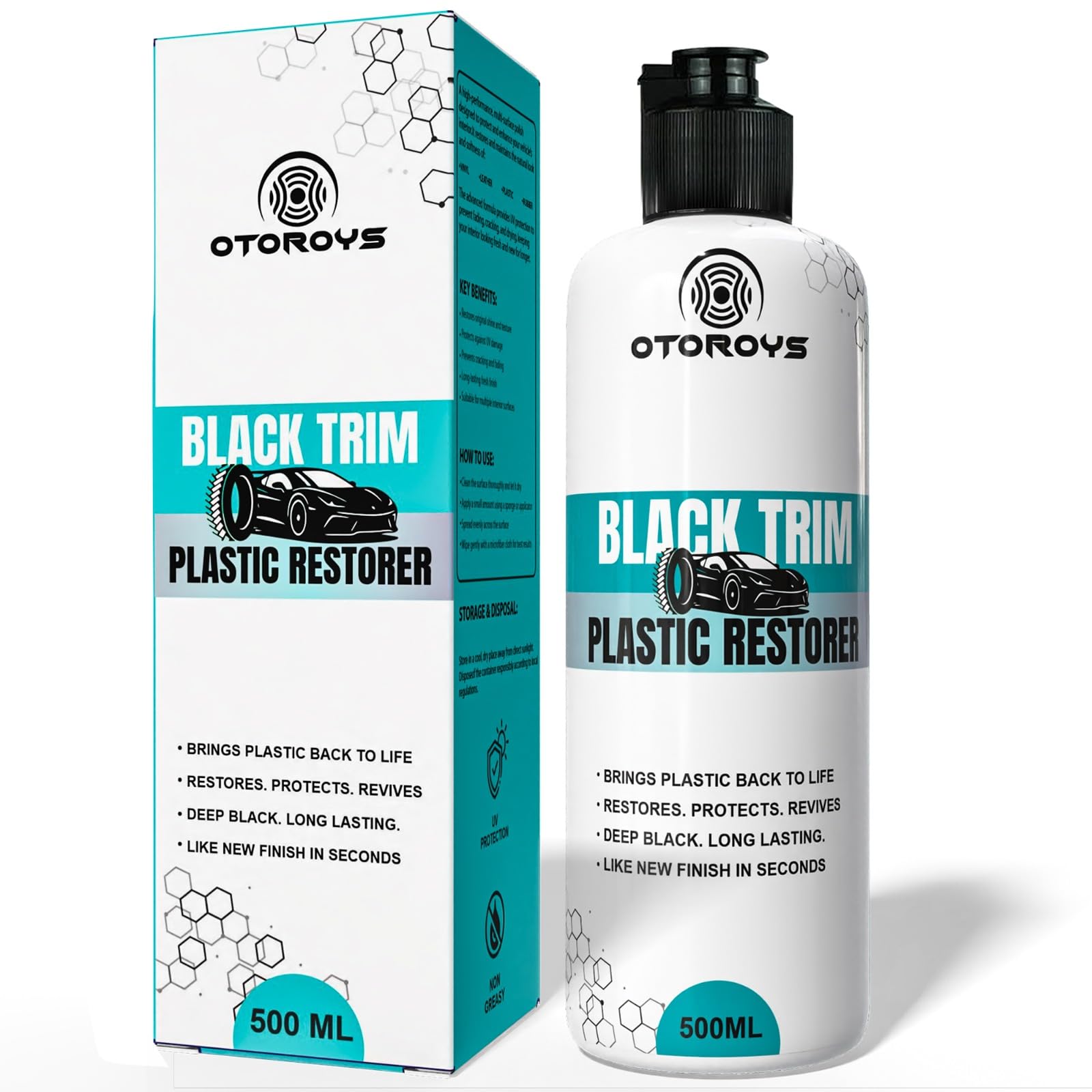 OTOROYS Black Trim Reborn Plus | 500ml with Applicator Pad Plastic & Rubber Restorer for Car & Bike | Restores Faded Bumpers, Trim & Tyres | Long Lasting UV Protect | Water & Wash Resistant Formula-image-27