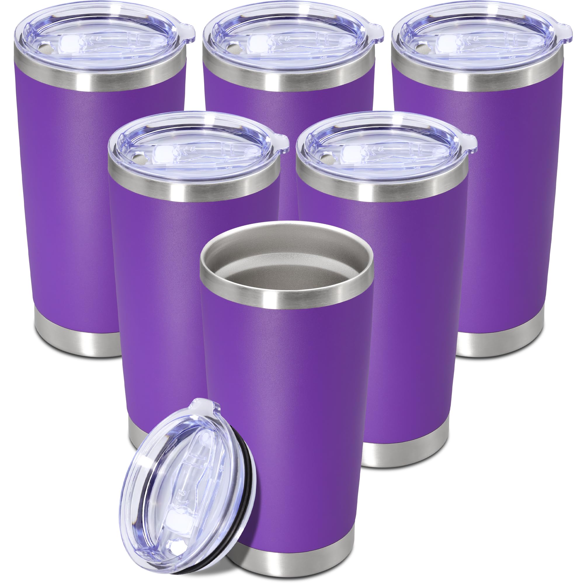 20oz Tumbler Insulated Tumblers Vacuum Coffee Mug with Lid Purple 6Pack