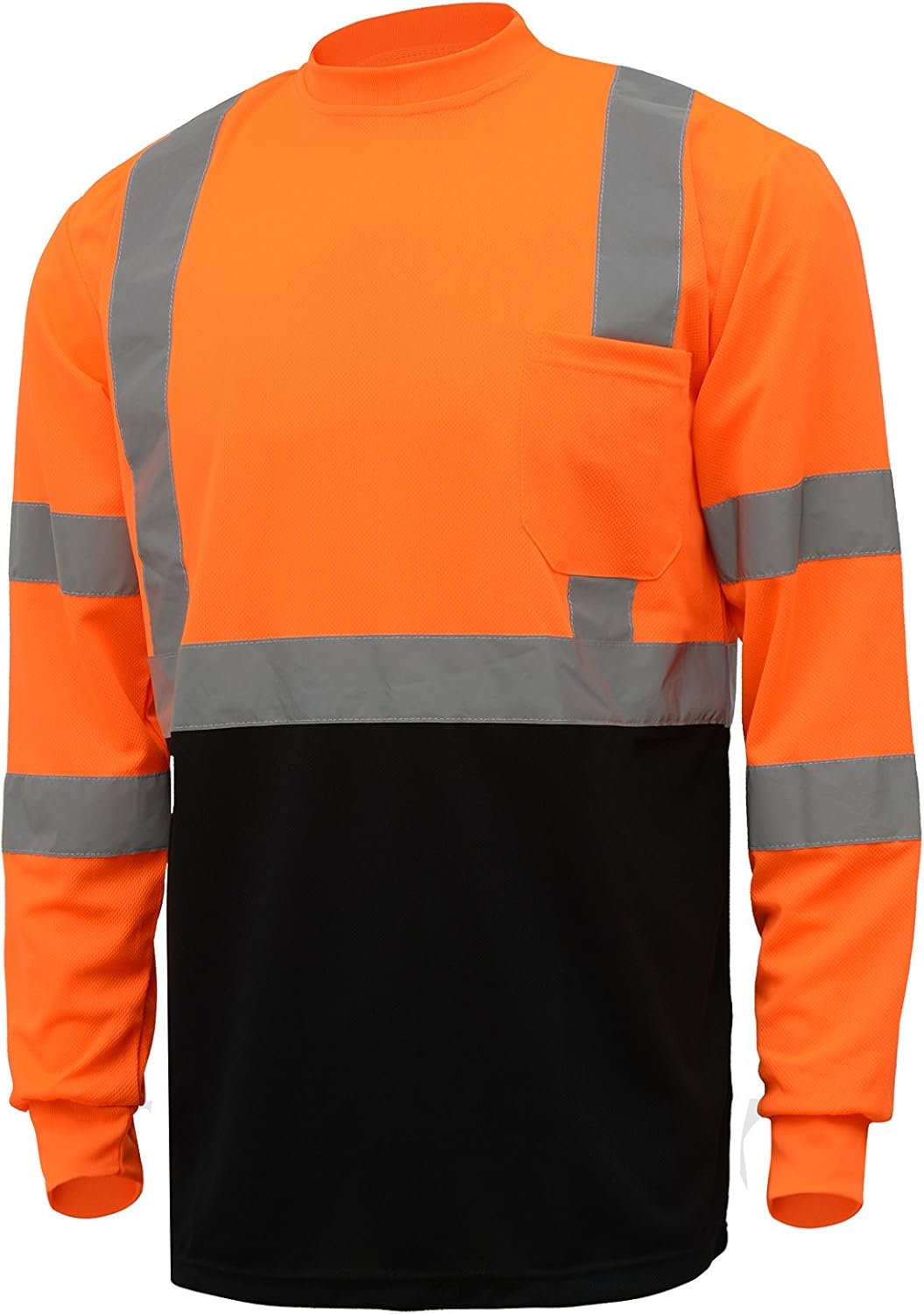 (NEW SIZES) CJ Safety CJHVTS2003 ANSI Class 2 High Vis Long Sleeve Black Bottom Safety Shirt Moisture Wicking Mesh (Medium, Green) : Tools & Home Improvement