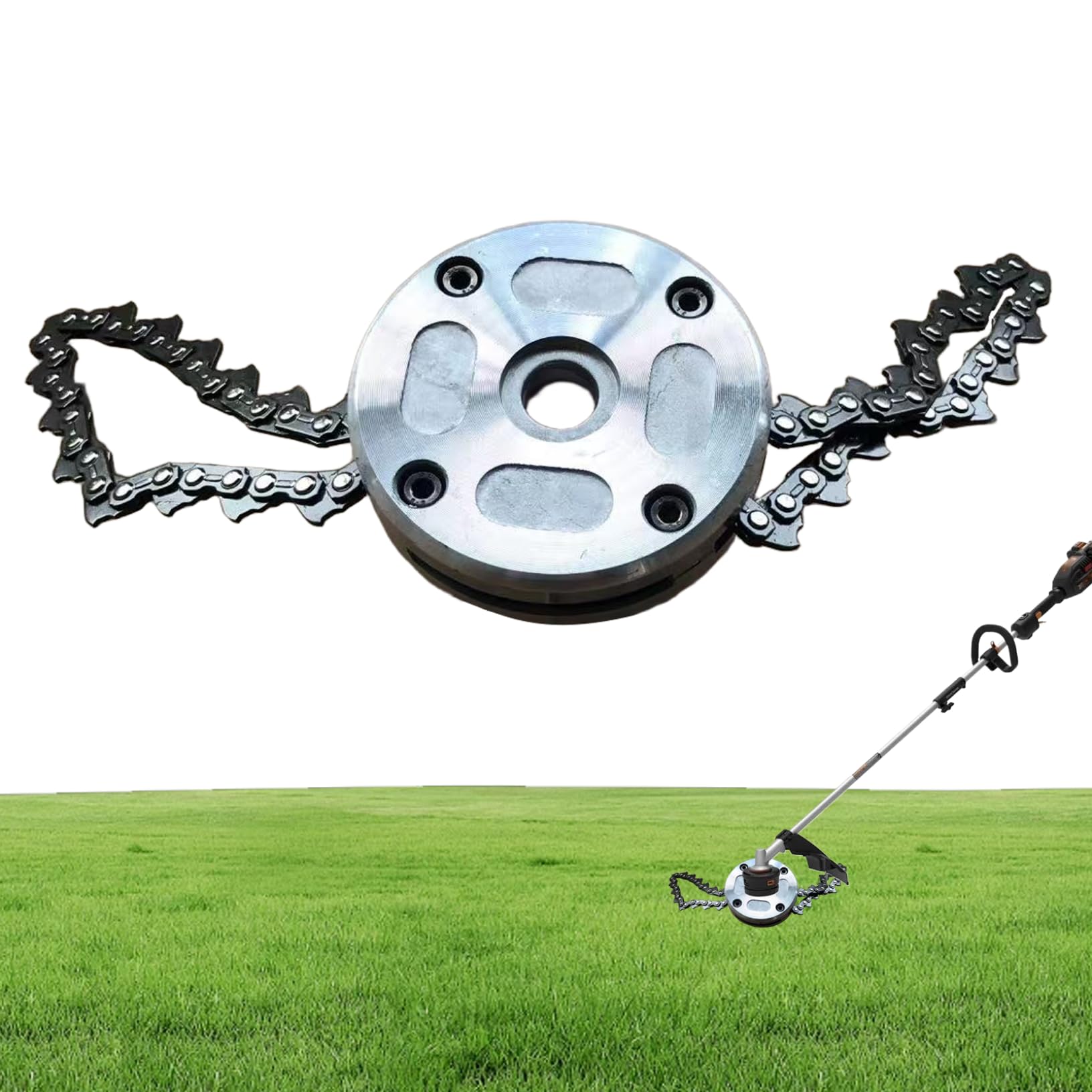 Lawn Mower Trimmer Head, Metal Chain Trimmer Head Replacement Parts, Grass Cutter Spare Parts Tools for Outside Garden