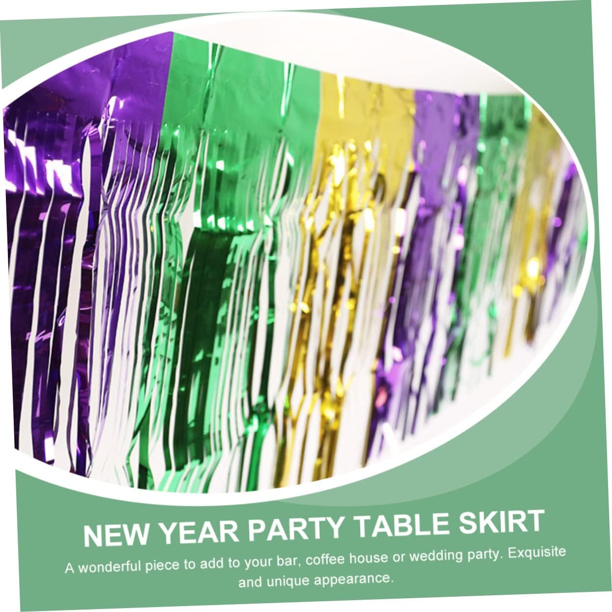 3pcs Shiny Tinsel Tassel Table Skirt for Carnival Party Decorations Festive Background Hangings for Home Hotel and Restaurant Celebrations