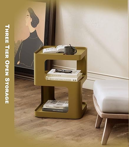 Miniatura 6 de XIV Mesa auxiliar, mesa auxiliar pequeña, mesita de noche moderna, mesita de noche decorativa, mesitas de noche de 3 niveles, mesa auxiliar de cama