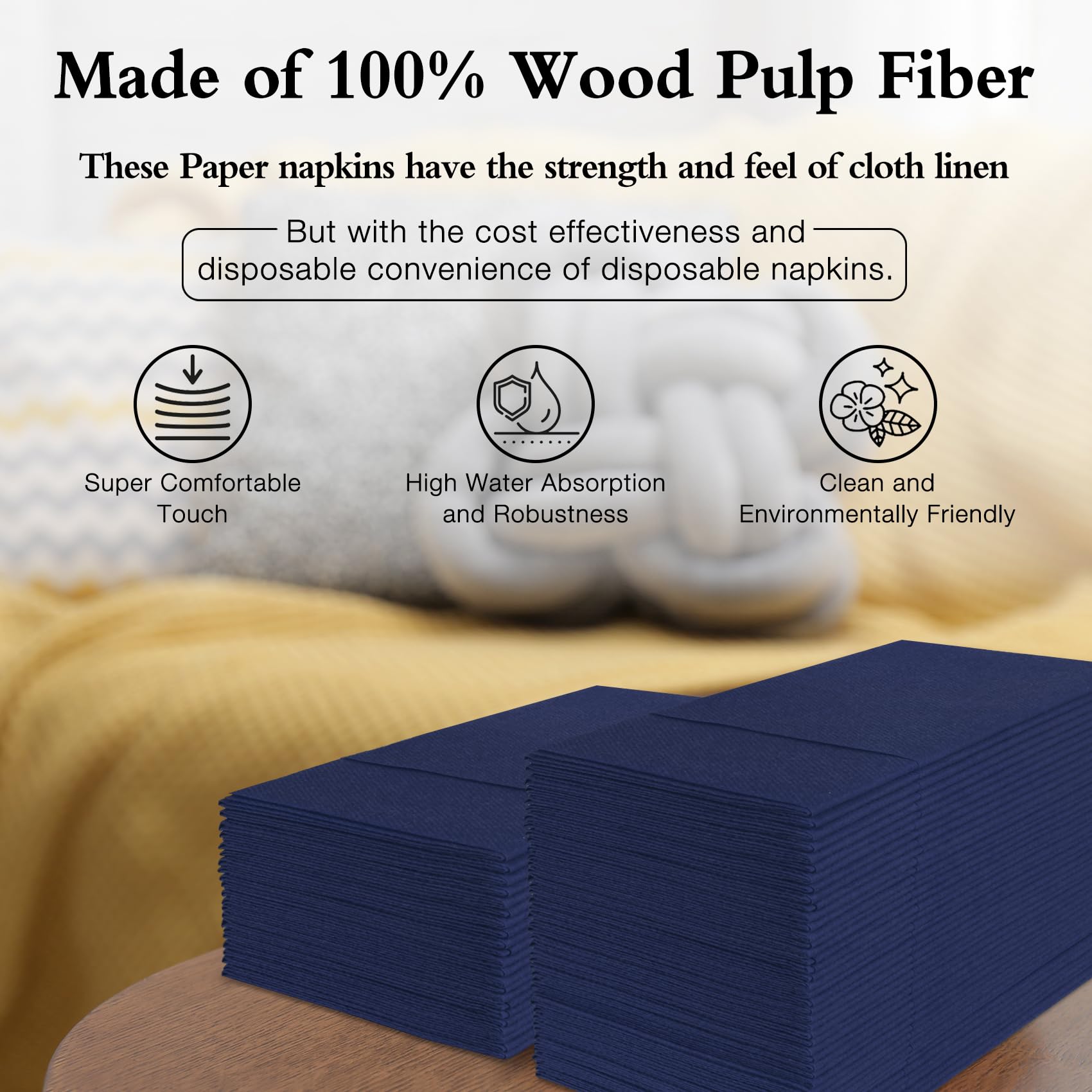 Servilletas de papel desechables, servilletas de cena con bolsillo integrado para cubiertos, servilletas de tela como servilletas, preplegadas para cuchillos y tenedores, servilletas de mano