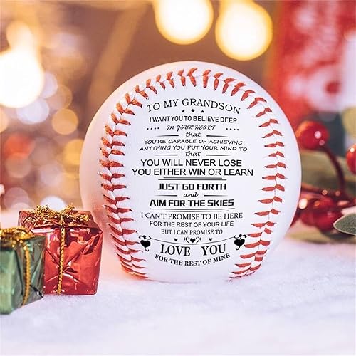 Miniatura 7 de TUNKENCE Pelotas de béisbol motivacionales con texto en inglés To My Grandson You Will Never Lose impresas personalizadas para jugadores de
