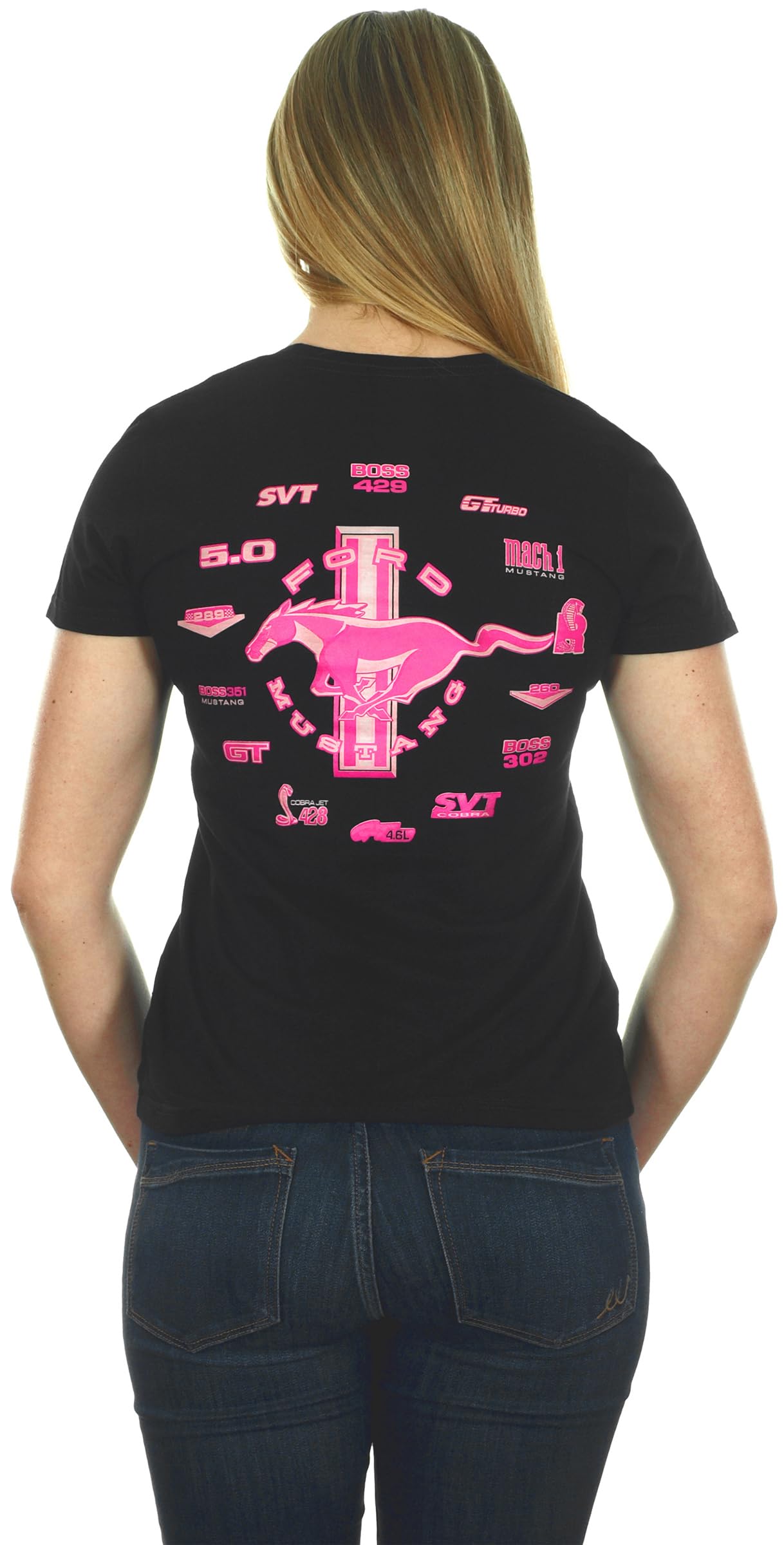 JH Design Damen Ford Mustang T-Shirt in 2 Stilen Kurzarm Rundhals Shirts