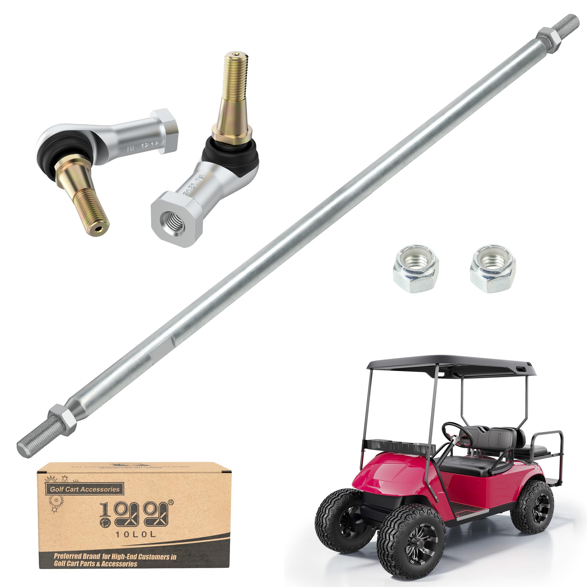 10L0L Golf Cart Tie Rod Assembly Tie Rod and End (Left and Right) Fits EZGO Gas & Electric Golf Carts Years 2001-Up (26 Inch) 70876-G02 70902-G01