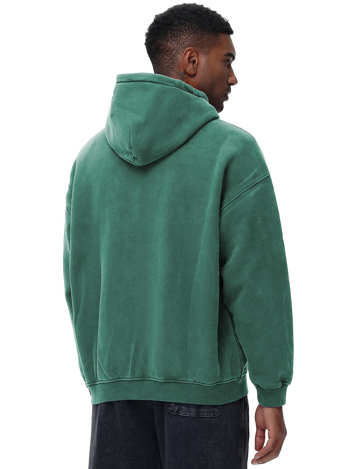 HOTIAN Herren Oversized Hoodie Pullover Vintage Fleece Pullover Acid Wash Basic Warm Kapuzenpullover mit Reißverschluss Streetwear