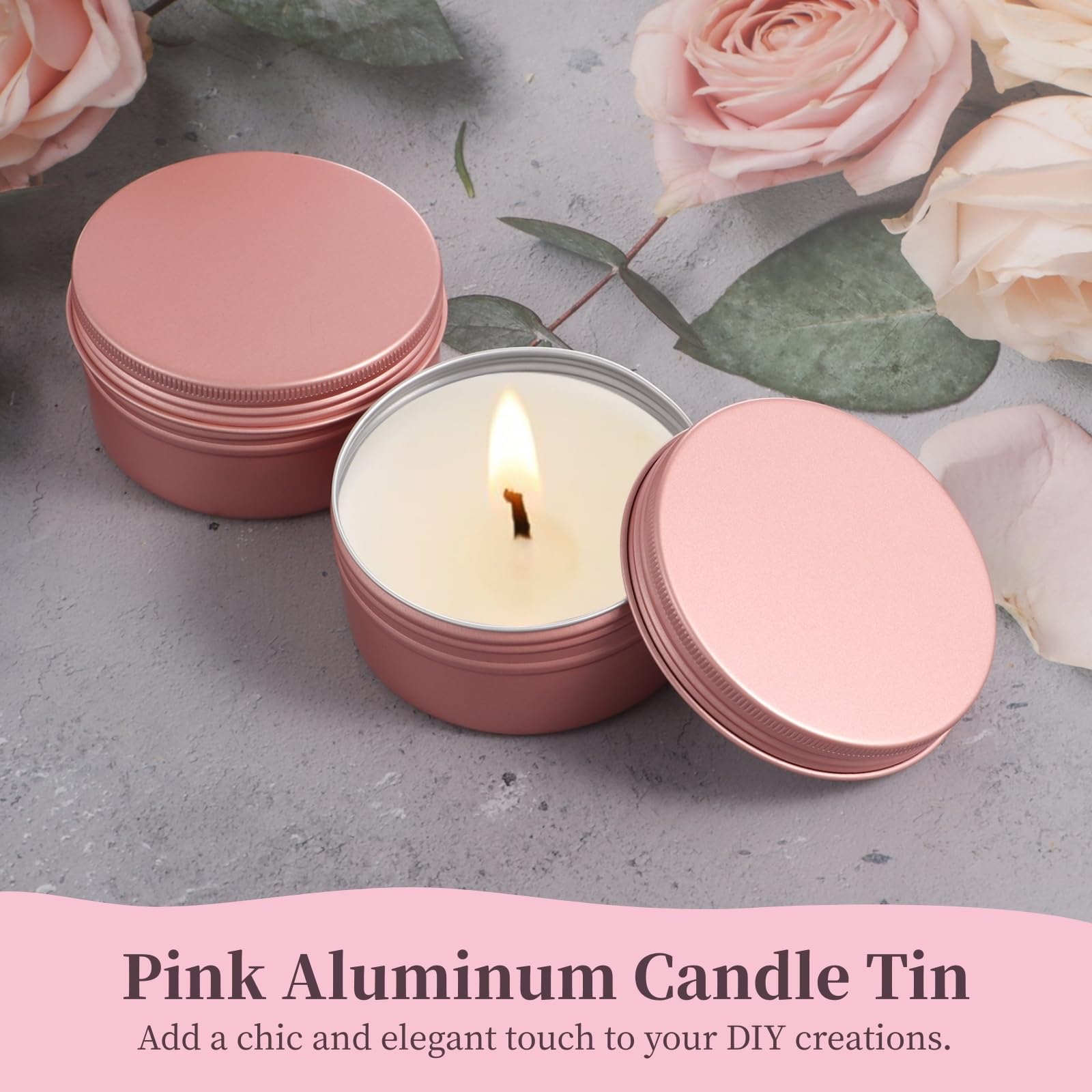Generisch 18 latas de aluminio para velas, tapas de rosca de 18 onzas, latas redondas vacías, recipientes de almacenamiento de viaje con tapas, latas de metal con tapón de rosca para cosméticos