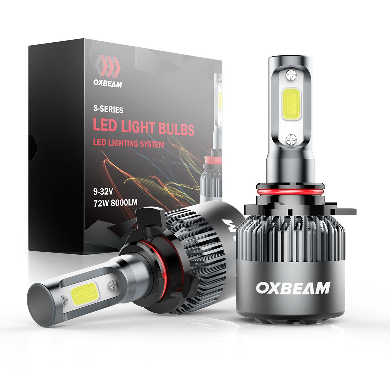 OXBEAM LED Headlight Bulbs S Series Led Headlights with 2Pcs of 9005 LED Headlight Bulb 72W 8000LM Bridgelux COB Chips Fog Light