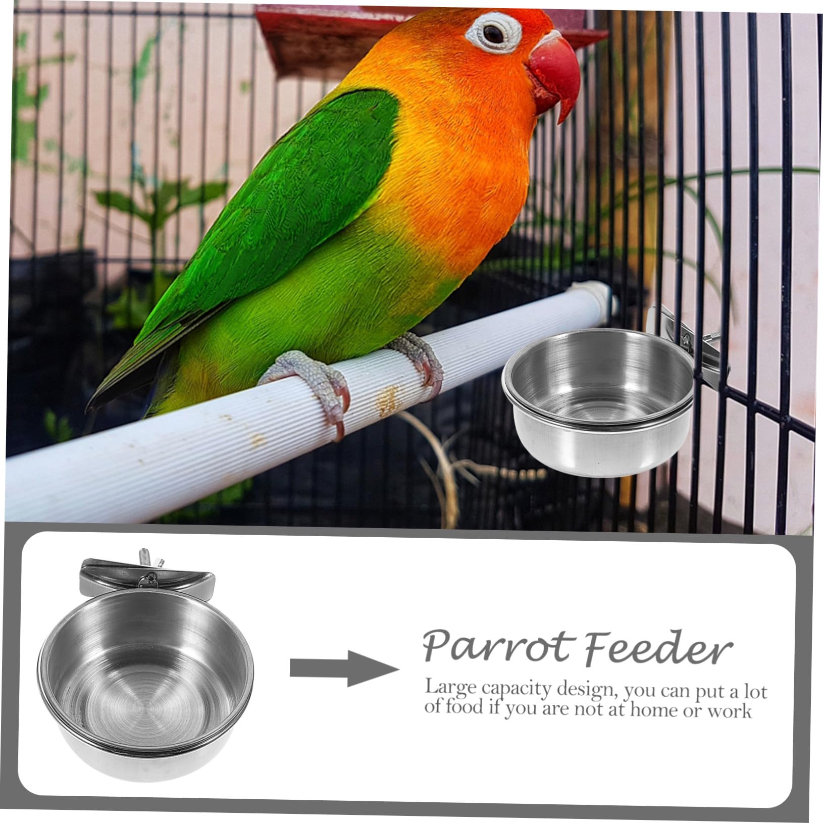 TOYANDONA 3 Stück Vogelfutterset aus Edelstahl mit Großem Fassungsvermögen Multifunktionaler Papageien Hängebecher für Käfigfütterung Leicht zu Platzieren