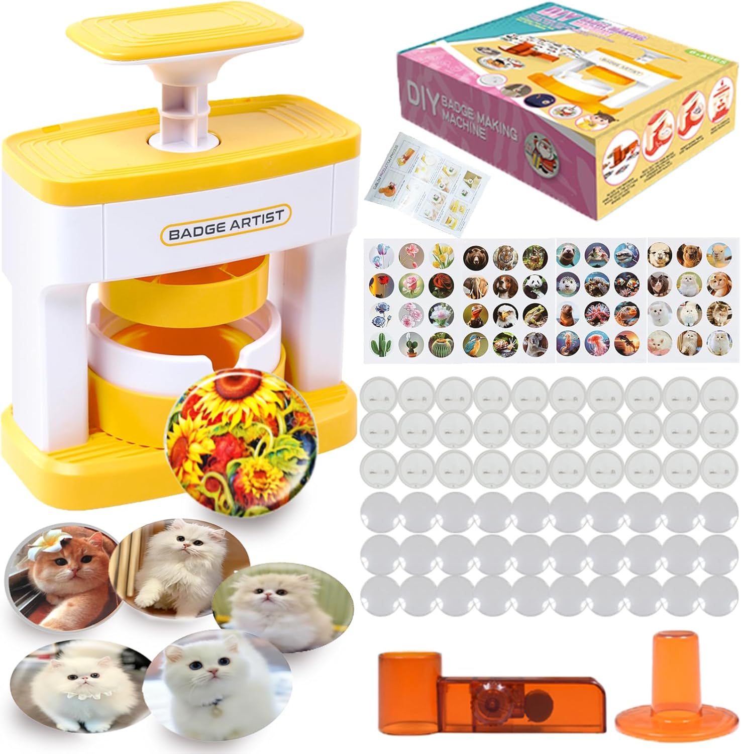 SolaceShine Button Maker Machine, 55mm(2.16inch) DIY Button Parts DIY Pin Badge Press Machine New with 48PCS Button Makersupplies for Pin Maker Christmas, Birthday, Thanksgiving, Valentine's Day Gift