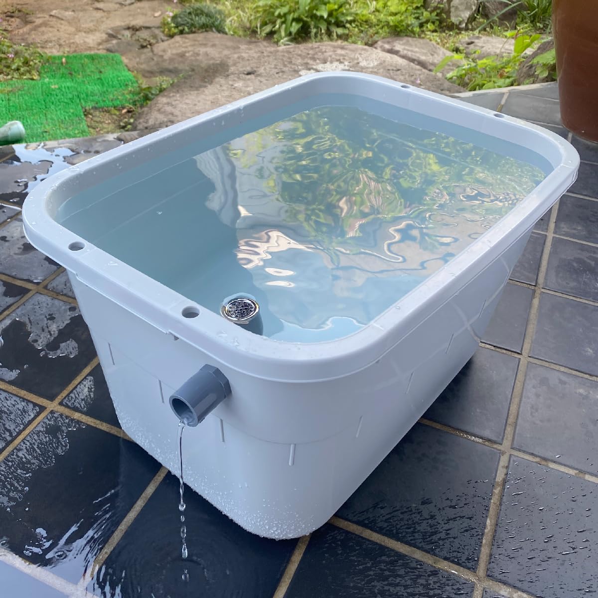 メダカ飼育ケース【36㍑グレー等 5個 オーバーフローキャップ付】金魚鉢 睡蓮鉢 Amazon | 五色アクア メダカ飼育容器 36リットル グレー（灰色