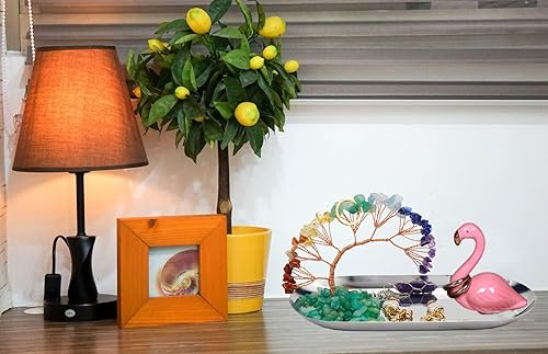 Miniatura 4 de Portaanillos de Flamenco para Joyas, Plato para Anillos de Cristal de Apatita Azul, Organizador de Aretes con Pestillo de León, Cosas Lindas y