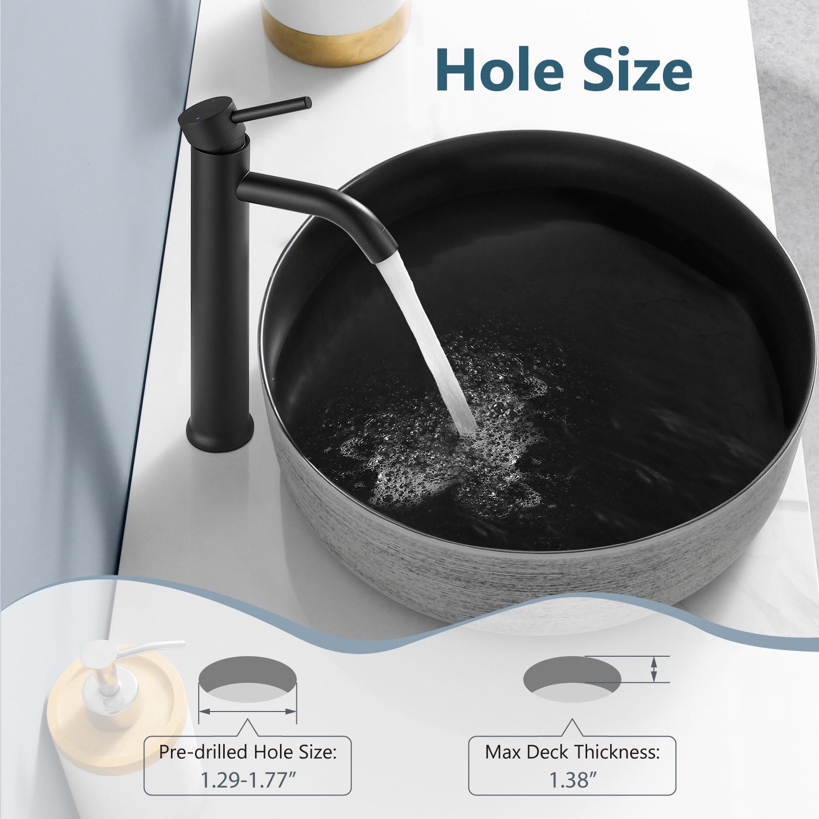 Snapklik.com : Aolemi Matte Black Vessel Sink Faucet Bathroom Faucet