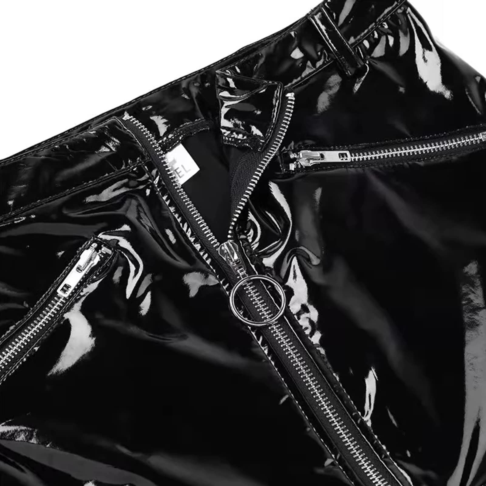 FEOYA Women's Black Latex Outfit Patent Leather Bottom Party Club Clubwear: Black Bodycon Skirt 3X-Large