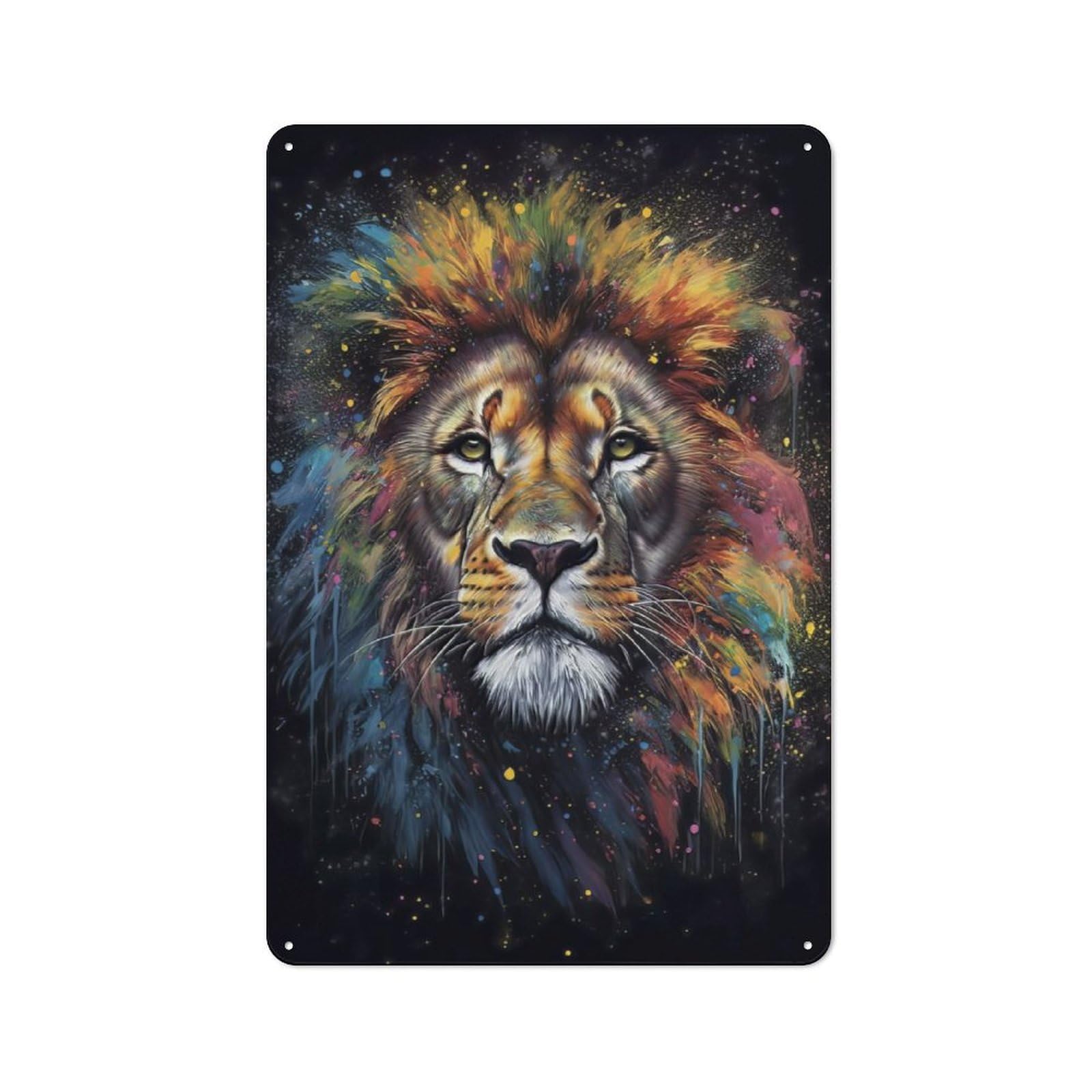 Junmoney Lion Painting Vintage Tin Sign 30X20cm With For Man Cave Or Games Room, Suited To Wall Displays In Games Rooms And Man Caves