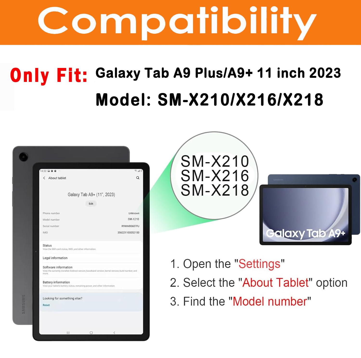 Compatible for Galaxy Tab A9 Plus/A9+ 11 Inch 2023 With Keyboard Case Model SM-X210/X216/X218, Wireless Bluetooth Keyboard Cover Compatible for Samsung Galaxy Tablet A9+ Built-in Pencil Holder- Purple