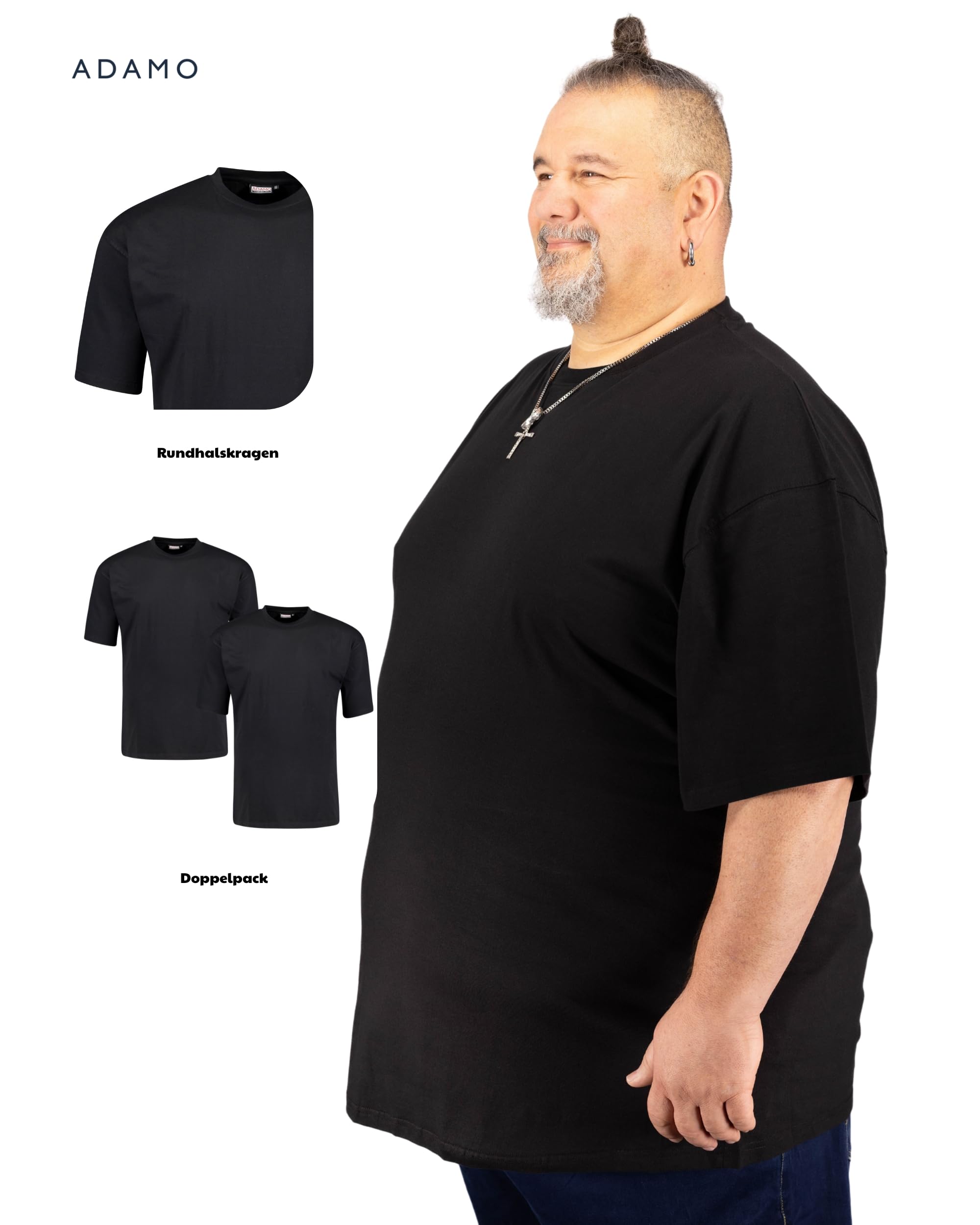ADAMO Weißes XXL T-Shirt Doppelpack bis 12XL