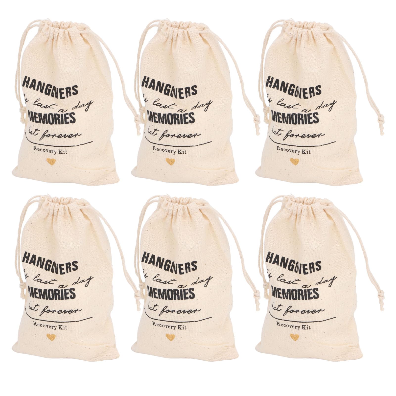 Yinhing Bachelor Party Gift Bags 6pcs Drawstring Linen Party Favors Pouches for Wedding Supplies Survival Kits,Emergency Medications Reusable Eco-Friendly 15.5 X 10cm (Hangovers Memories)